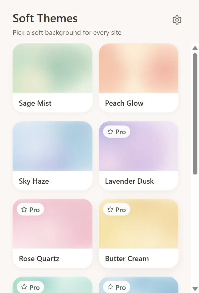 The Chrome Themes popup with a gallery of themes